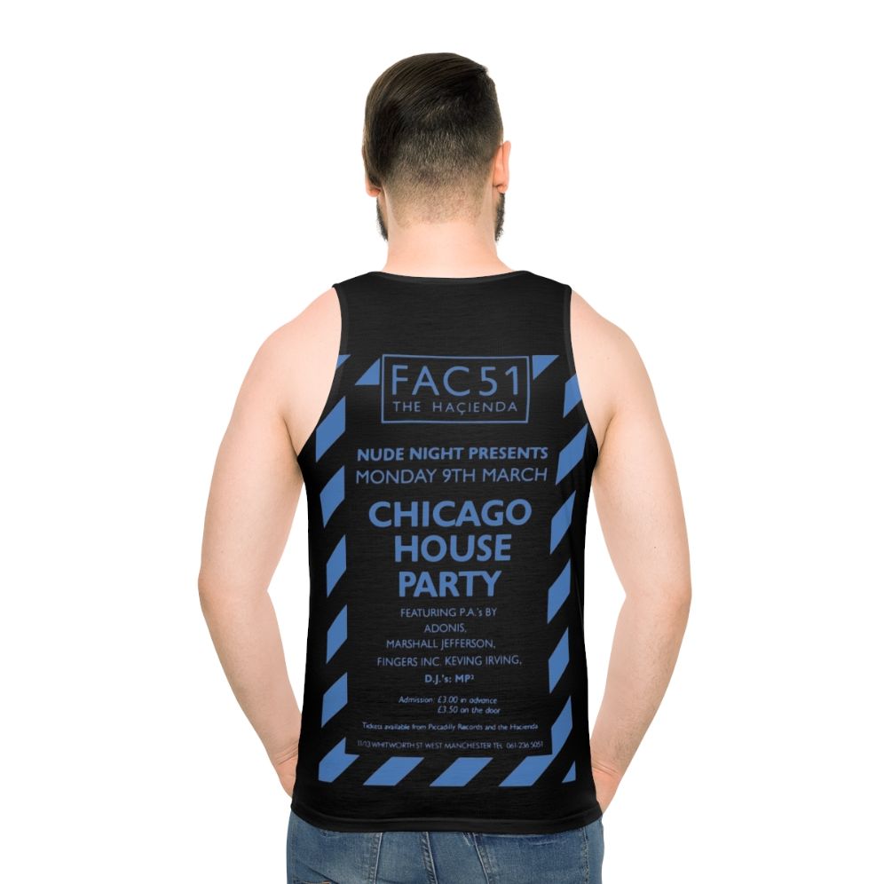Unisex tank top featuring the iconic Hacienda club from the Chicago house music scene in 1987