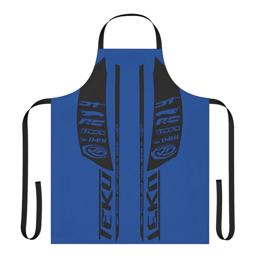 Chicane-themed apron with Hot Wheels automotive graphics