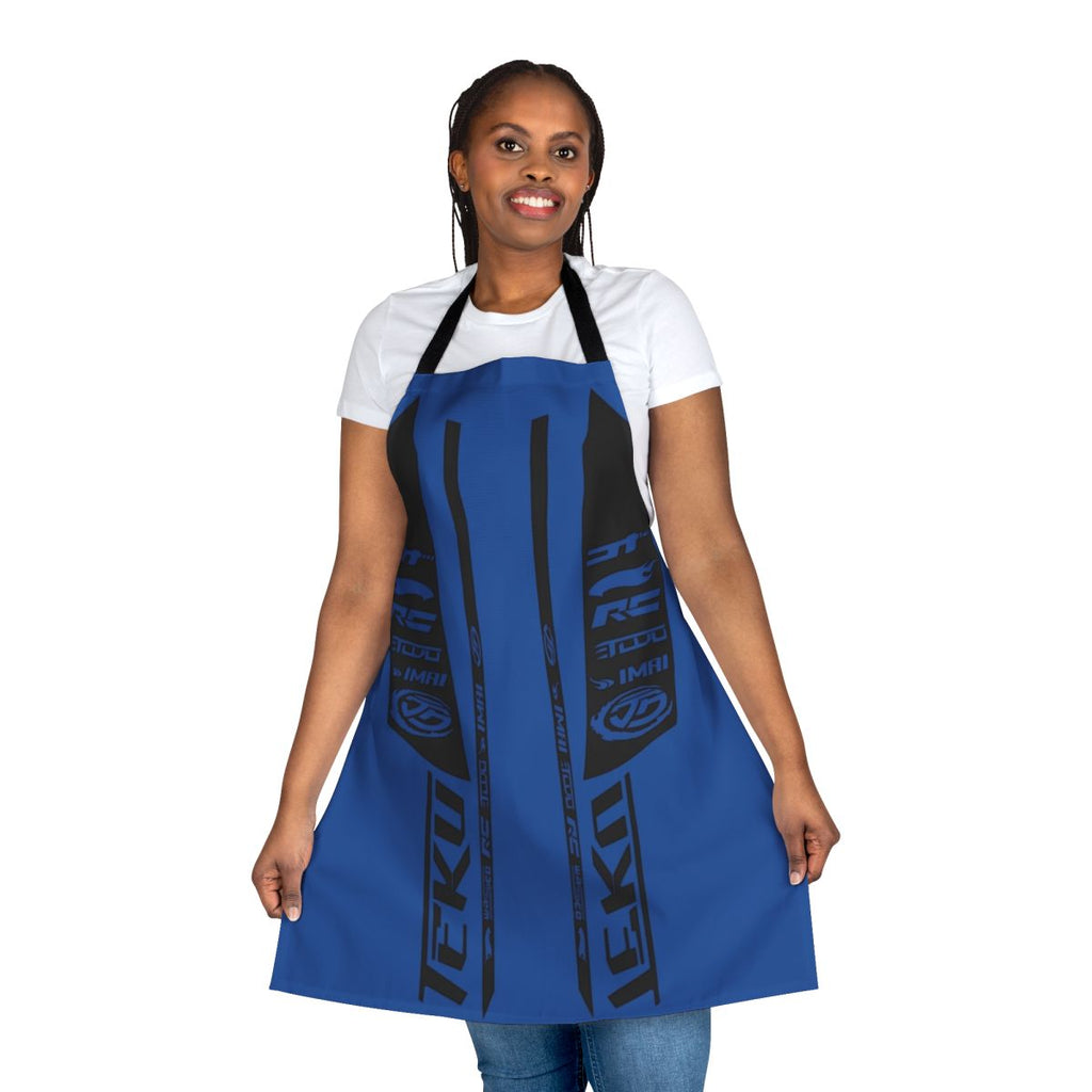 Chicane-themed apron with Hot Wheels automotive graphics