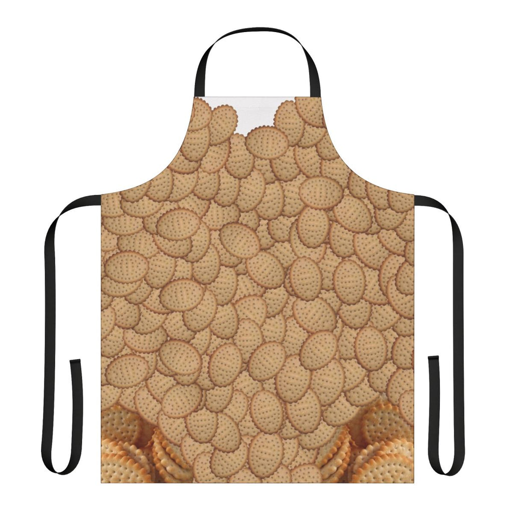 Chicken-themed kitchen apron with crimpy biscuit shapes design
