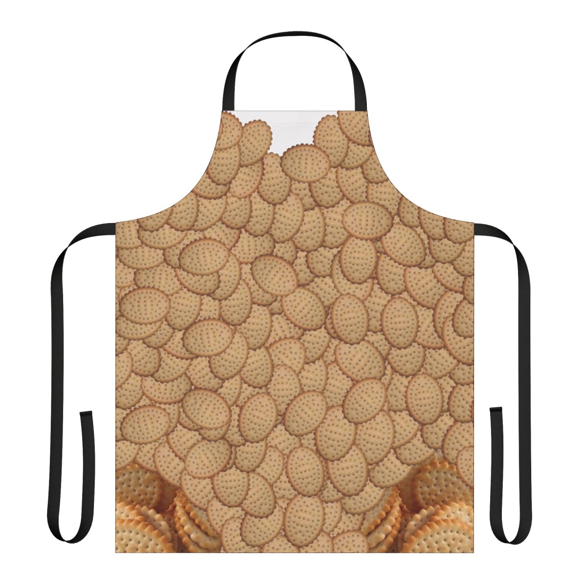Chicken-themed kitchen apron with crimpy biscuit shapes design