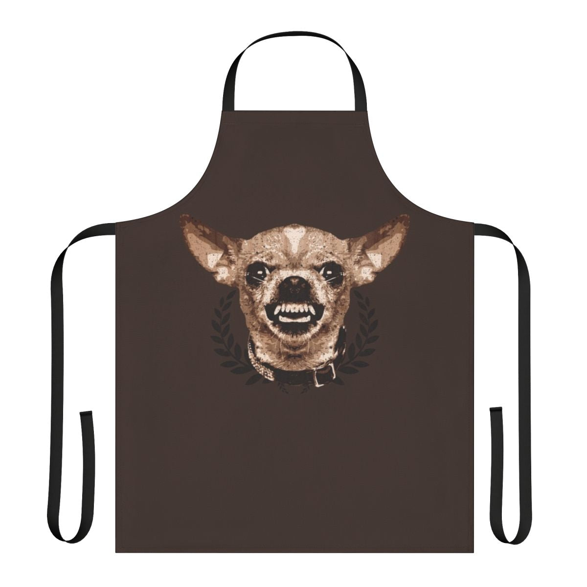 Chihuahua growling dog printed on a grunge style apron