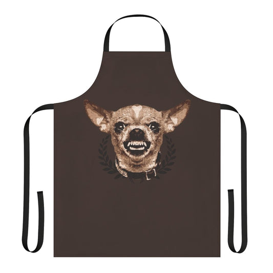 Chihuahua growling dog printed on a grunge style apron