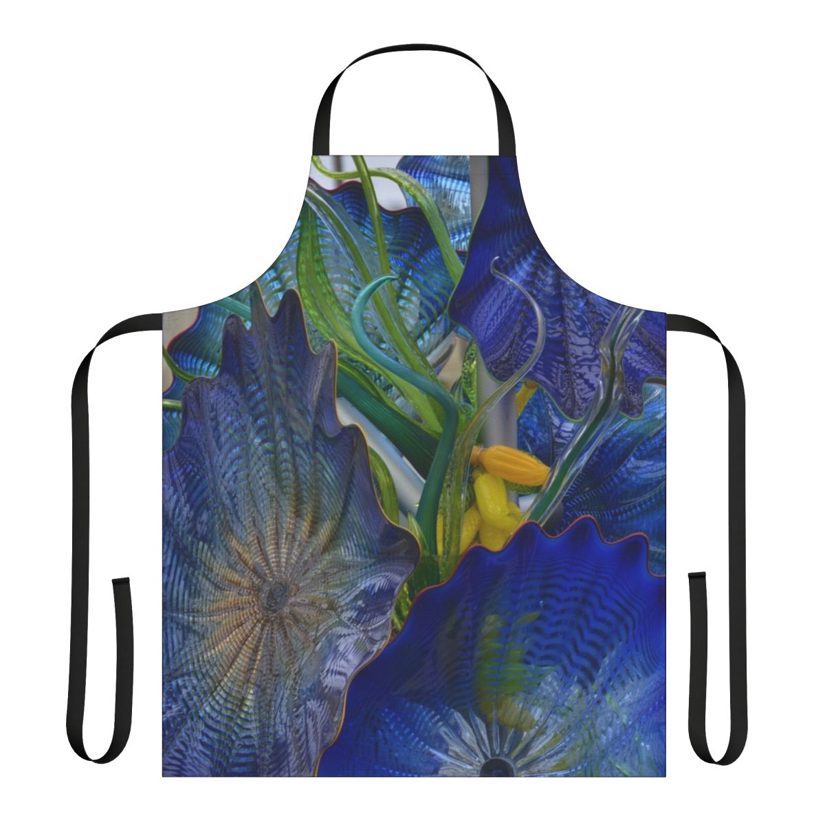 Abstract glass apron with Chihuly-inspired design