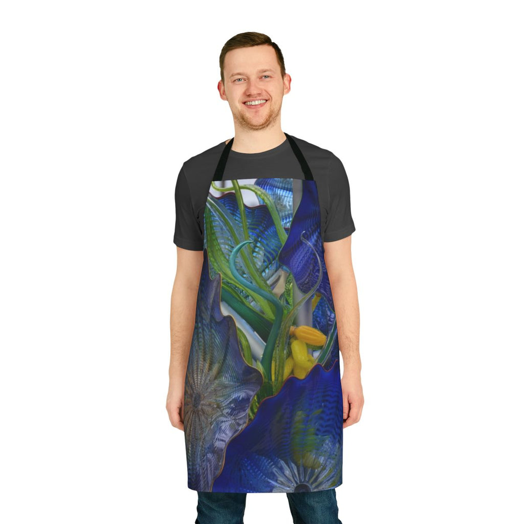 Abstract glass apron with Chihuly-inspired design