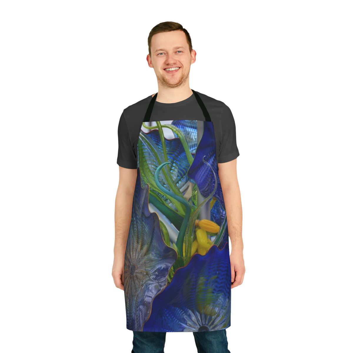 Abstract glass apron with Chihuly-inspired design