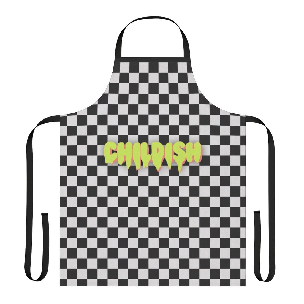 Childish black and white apron design featuring the TGFbro logo