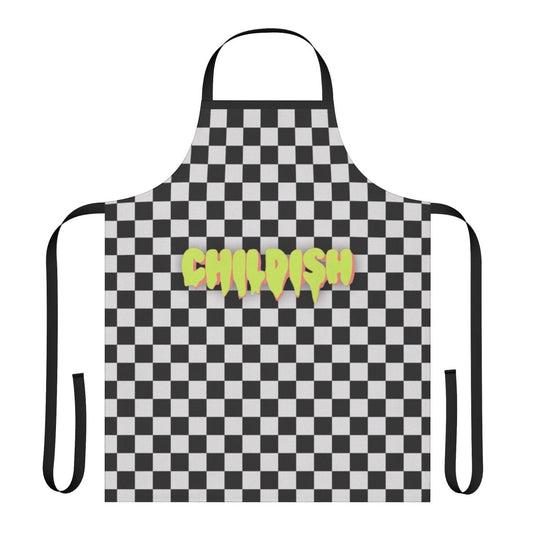 Childish black and white apron design featuring the TGFbro logo