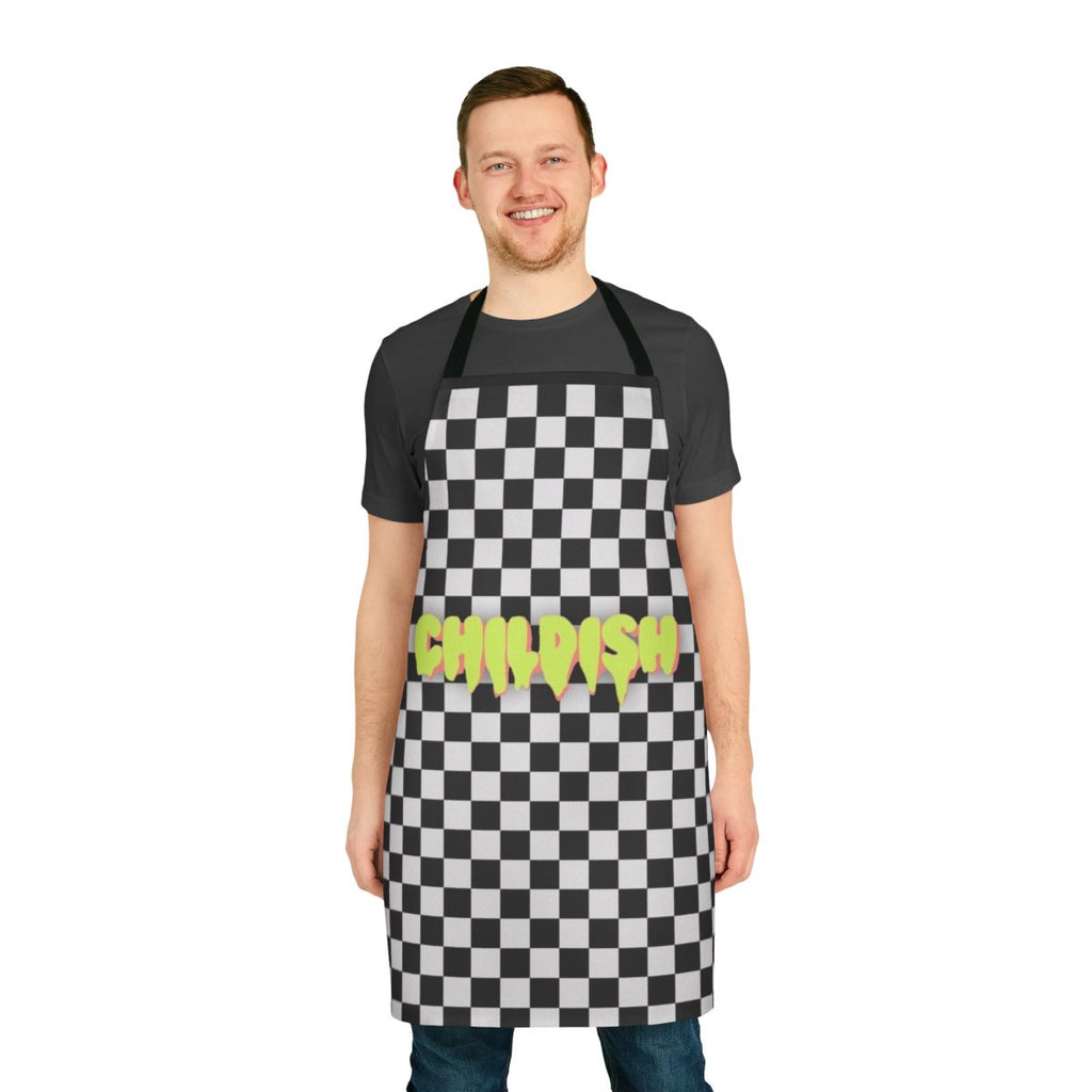 Childish black and white apron design featuring the TGFbro logo