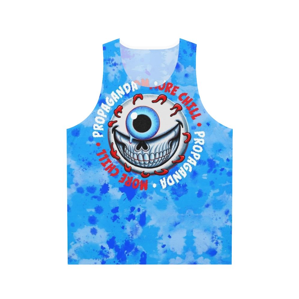 Chill Goranski unisex tank top with a crazy grinning eyeball design
