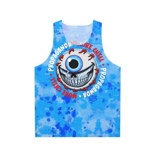 Chill Goranski unisex tank top with a crazy grinning eyeball design