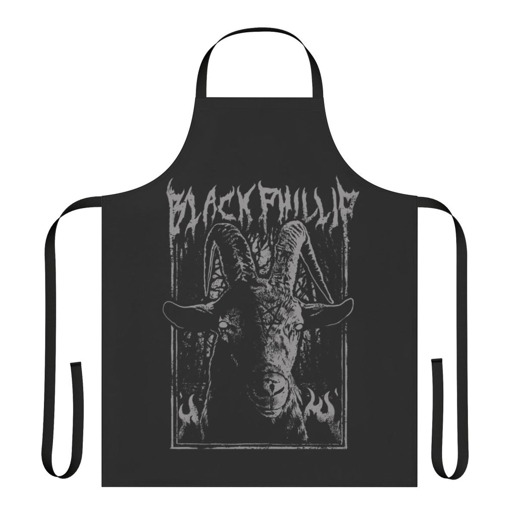 Black metal-themed apron with a satanic, gothic design