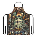 Midnight Macabre Apron featuring classic horror icons like Frankenstein, Dracula, and the Wolfman