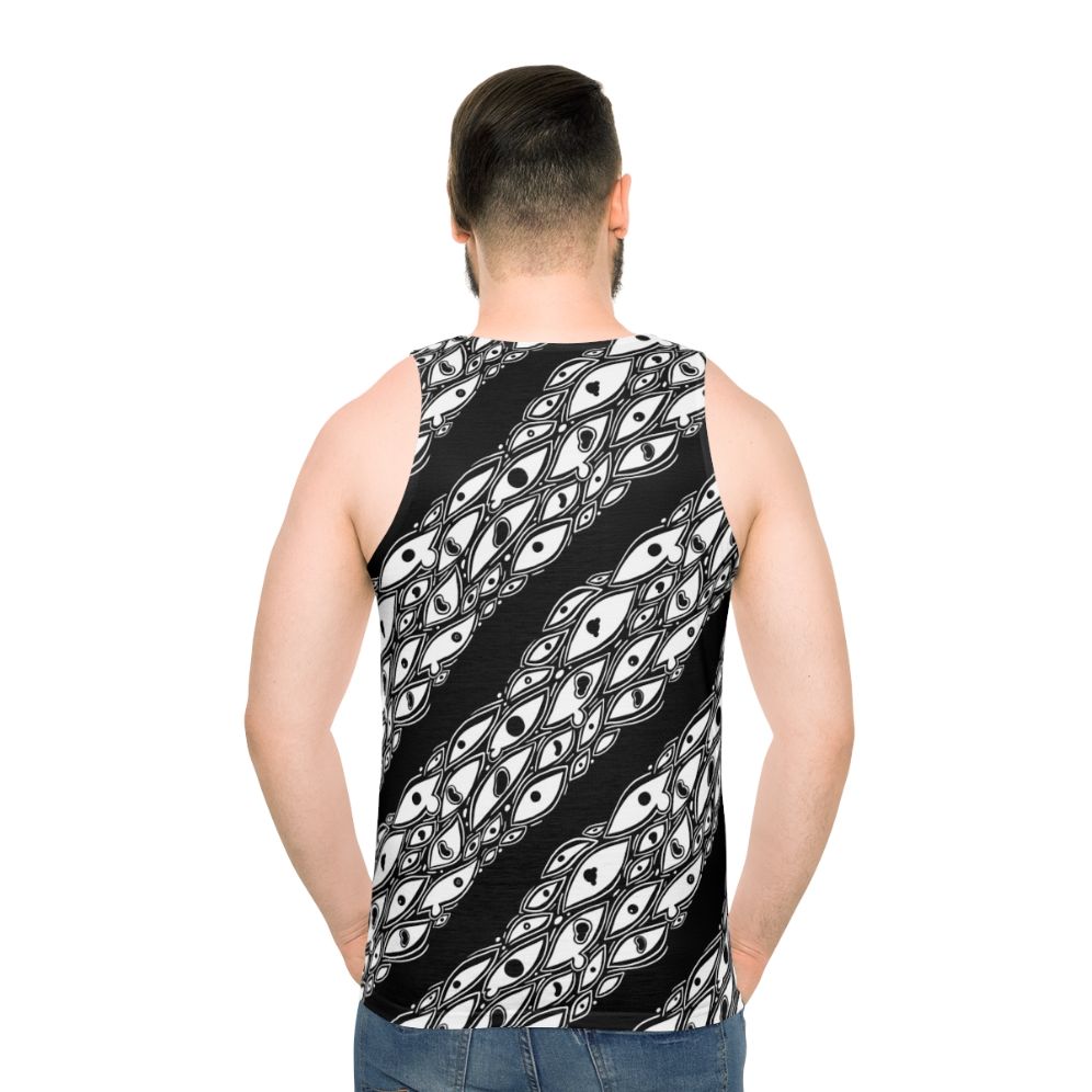 Unisex tank top with all-over eyeball print design