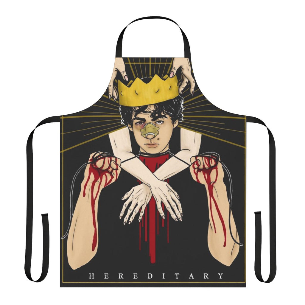 Hereditary-themed apron featuring blood spatter design