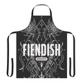 A bold and stylish apron featuring a dark, geometric horror-inspired design with tentacles and lines.