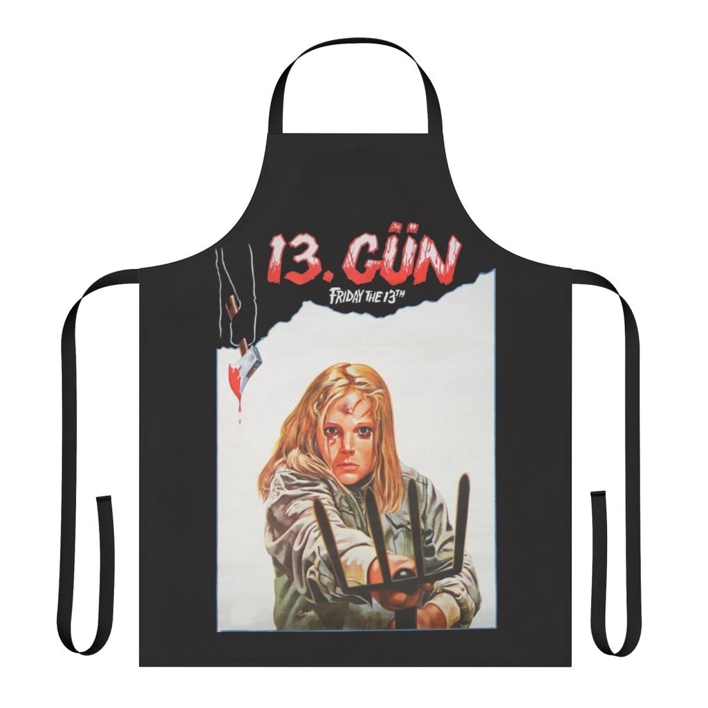 Friday the 13th-inspired kitchen apron featuring Jason Voorhees' iconic mask