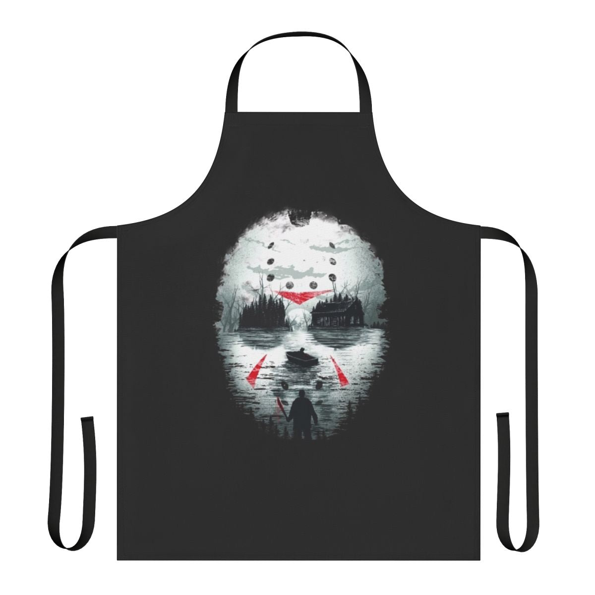 Apron featuring a terrifying illustration of Jason Voorhees from the Friday the 13th horror movie franchise