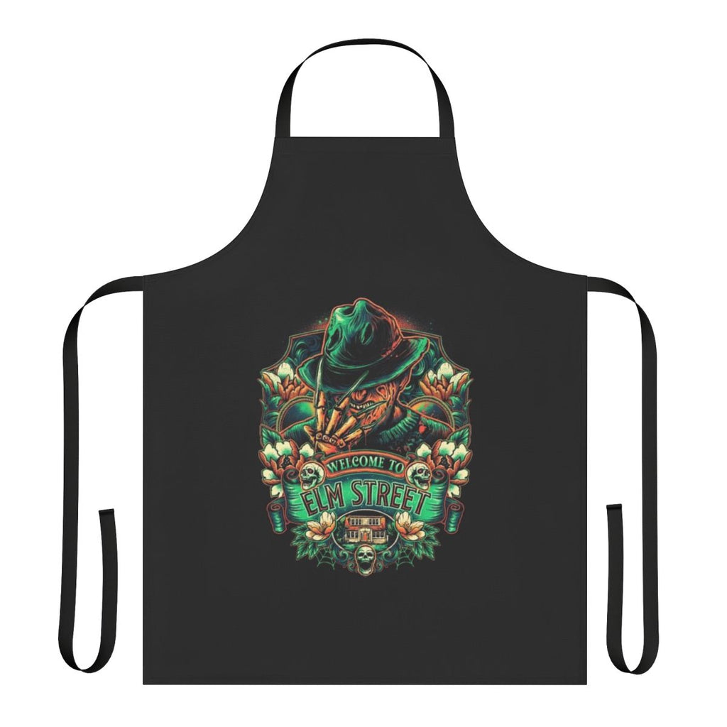 Horror movie themed kitchen apron with scary design
