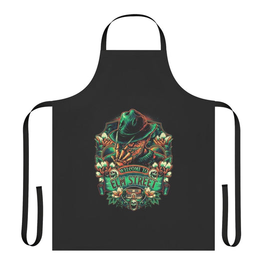 Horror movie themed kitchen apron with scary design