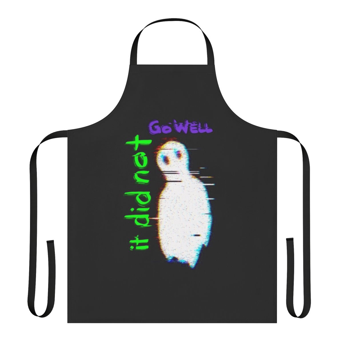 "Horror-themed apron with a spooky, ominous design"