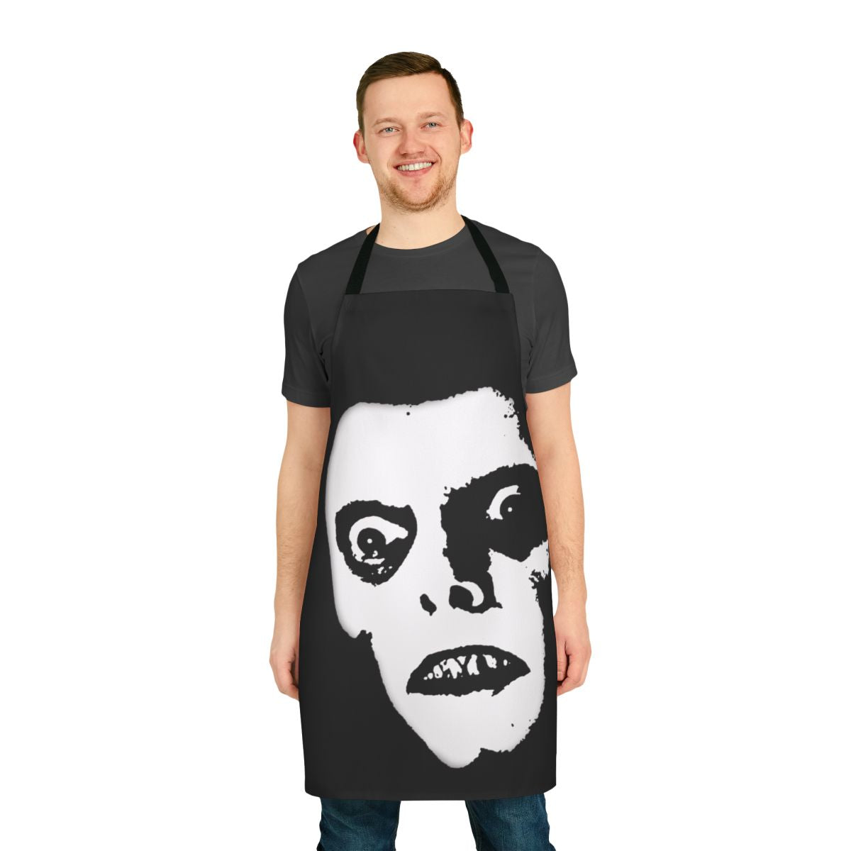 Pazuzu-inspired apron with a creepy, demonic face design for exorcist and horror movie fans