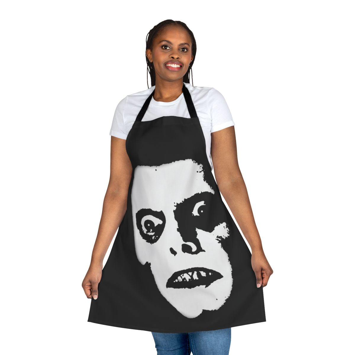 Pazuzu-inspired apron with a creepy, demonic face design for exorcist and horror movie fans