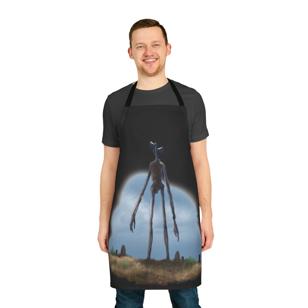 Sirenhead-themed apron with a creepy, spooky design