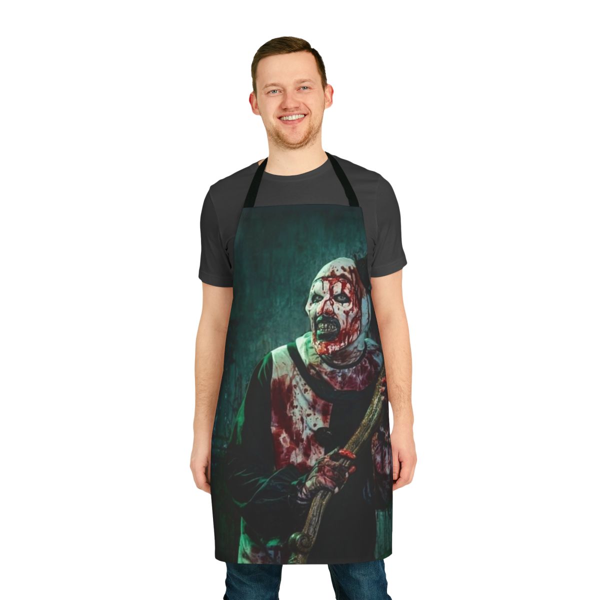 Terrifier 2 inspired apron with creepy clown design