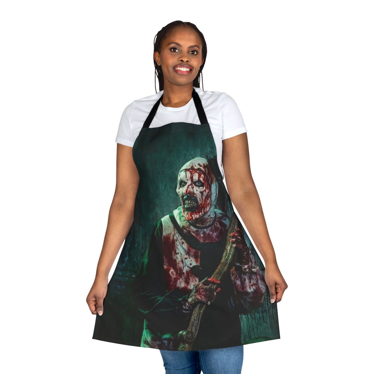 Terrifier 2 inspired apron with creepy clown design