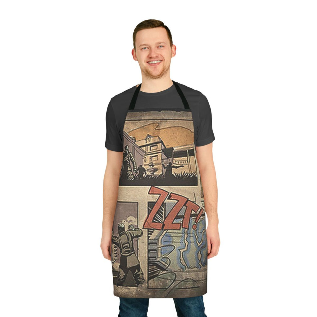 Zombies-themed apron with a comic-style loading screen design, perfect for fans of the Call of Duty video game franchise.