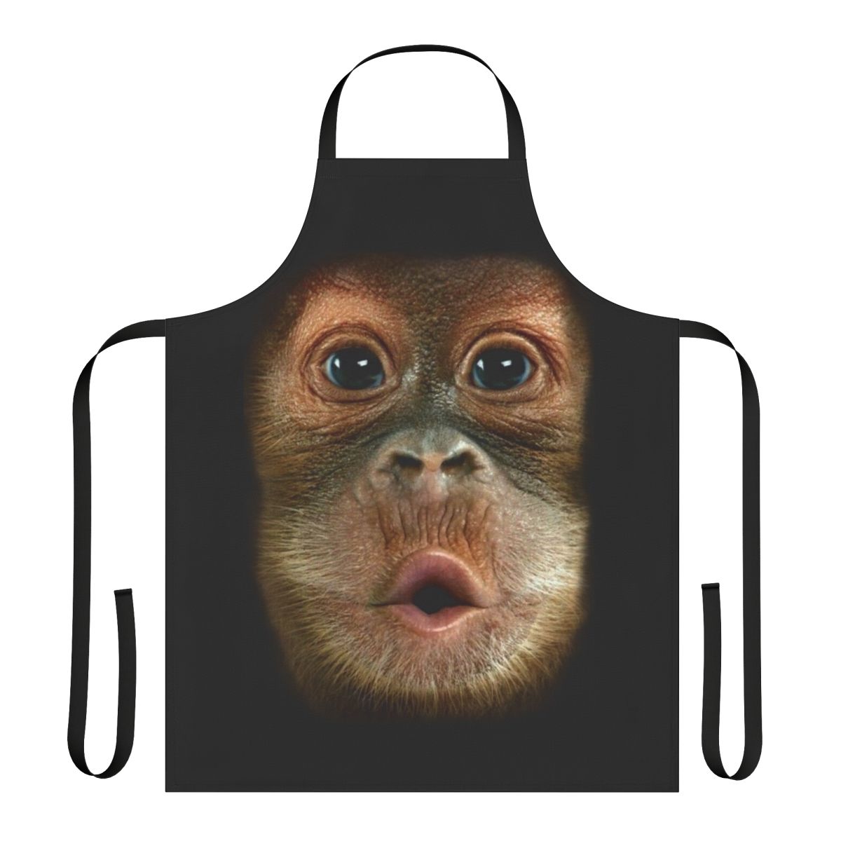 Apron featuring a cute and amusing chimpanzee face design