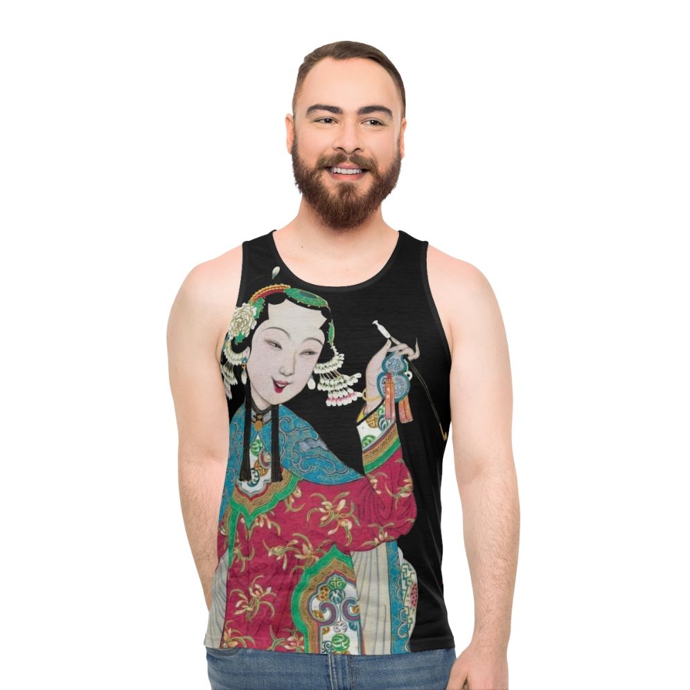 Unisex tank top featuring a captivating vintage Chinese opera figure