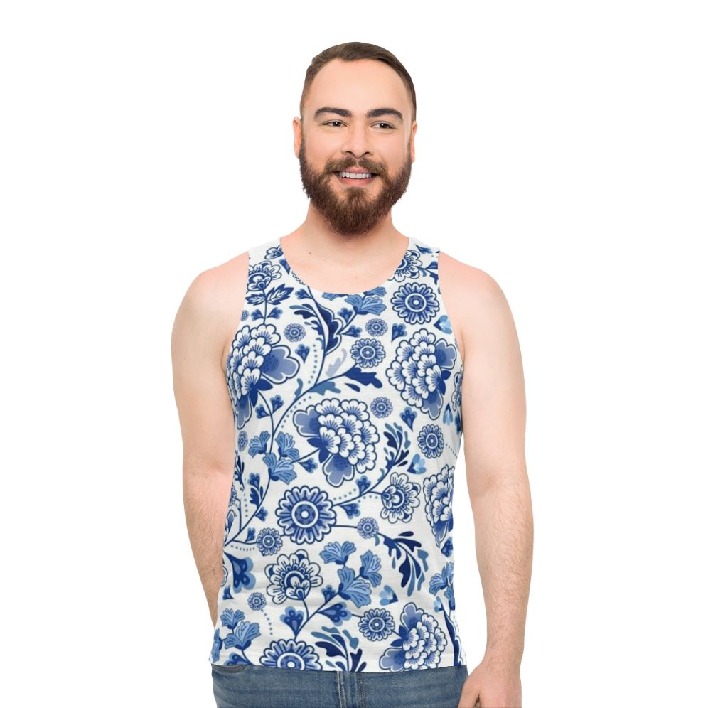 Chinese porcelain inspired unisex tank top