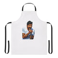 Chino-inspired graphic apron featuring a stylized band logo design