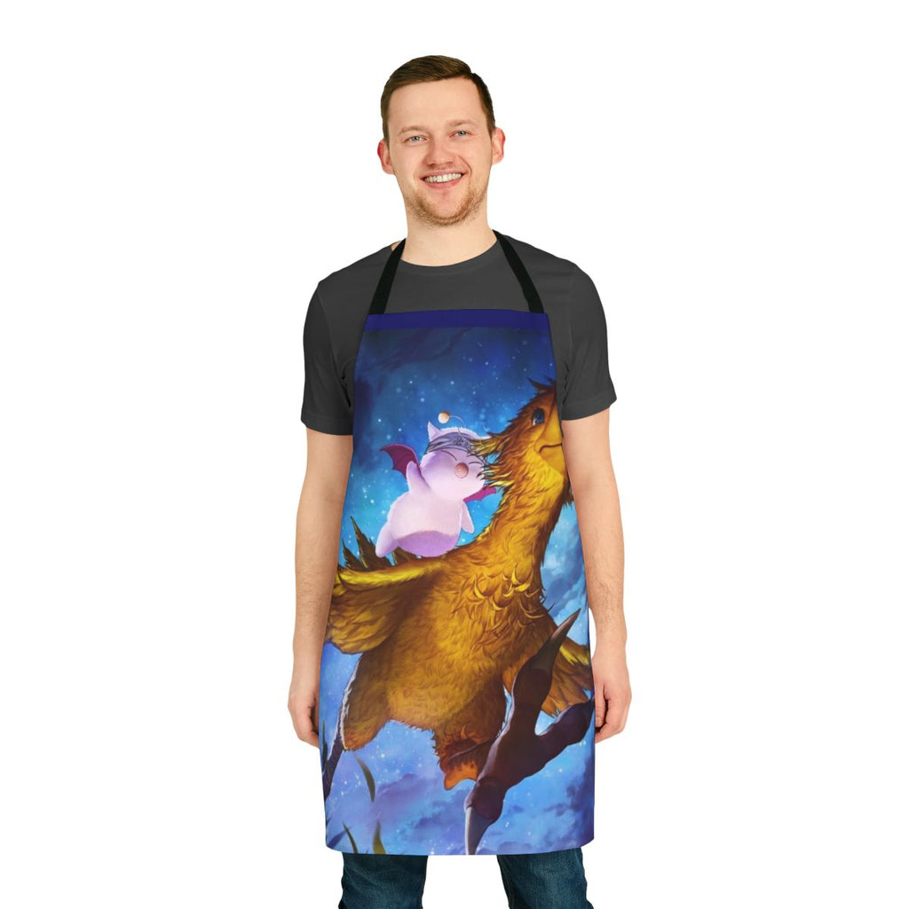 Chocobo-themed fantasy apron with mogry design