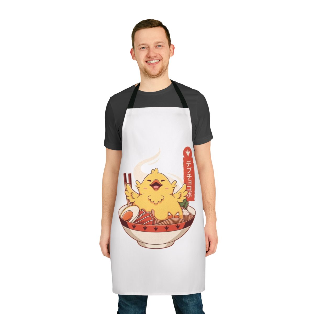 Chocobo Ramen Inspired Apron Featuring Characters and Imagery from the Final Fantasy Video Game Series