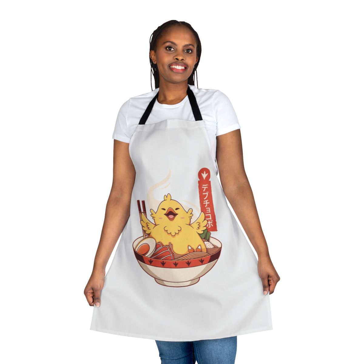 Chocobo Ramen Inspired Apron Featuring Characters and Imagery from the Final Fantasy Video Game Series