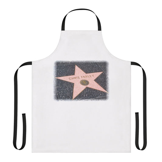 Chris Farley inspired novelty apron with a humorous design