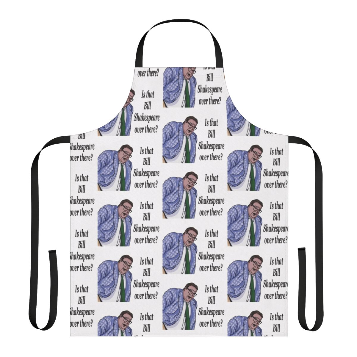 "Apron with 'Van Down By The River' design, inspired by Chris Farley's iconic SNL character Matt Foley"
