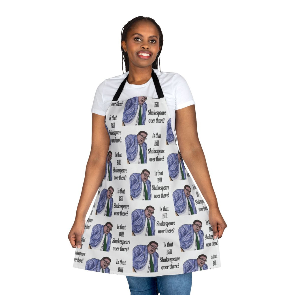 "Apron with 'Van Down By The River' design, inspired by Chris Farley's iconic SNL character Matt Foley"