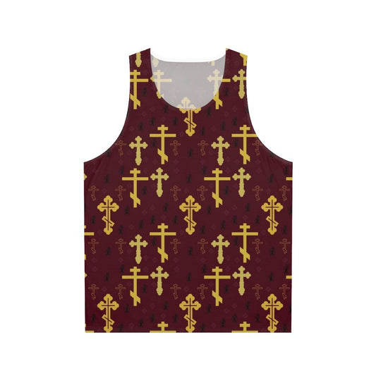 Christian cross mosaic pattern on unisex tank top