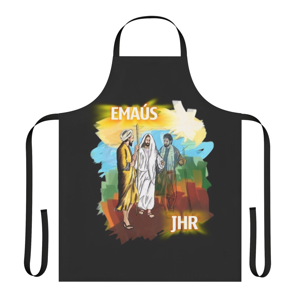 Emmaus Retreats-inspired Christian Easter apron with Jesus Christ risen design
