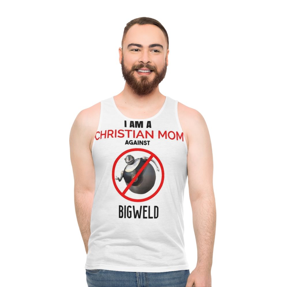 Christian Mom Against Bigweld cursed meme unisex tank top