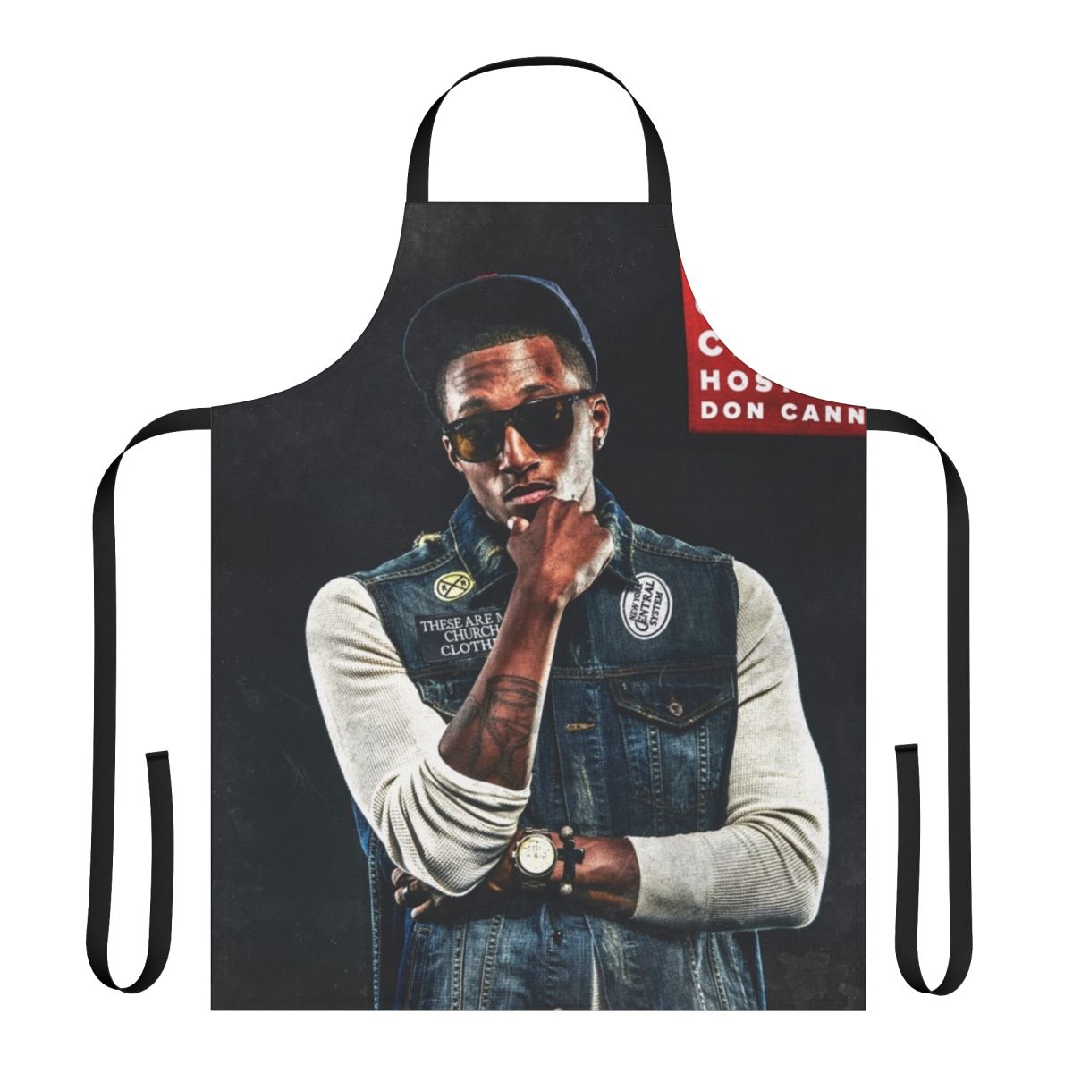 Lecrae-inspired church clothes themed apron