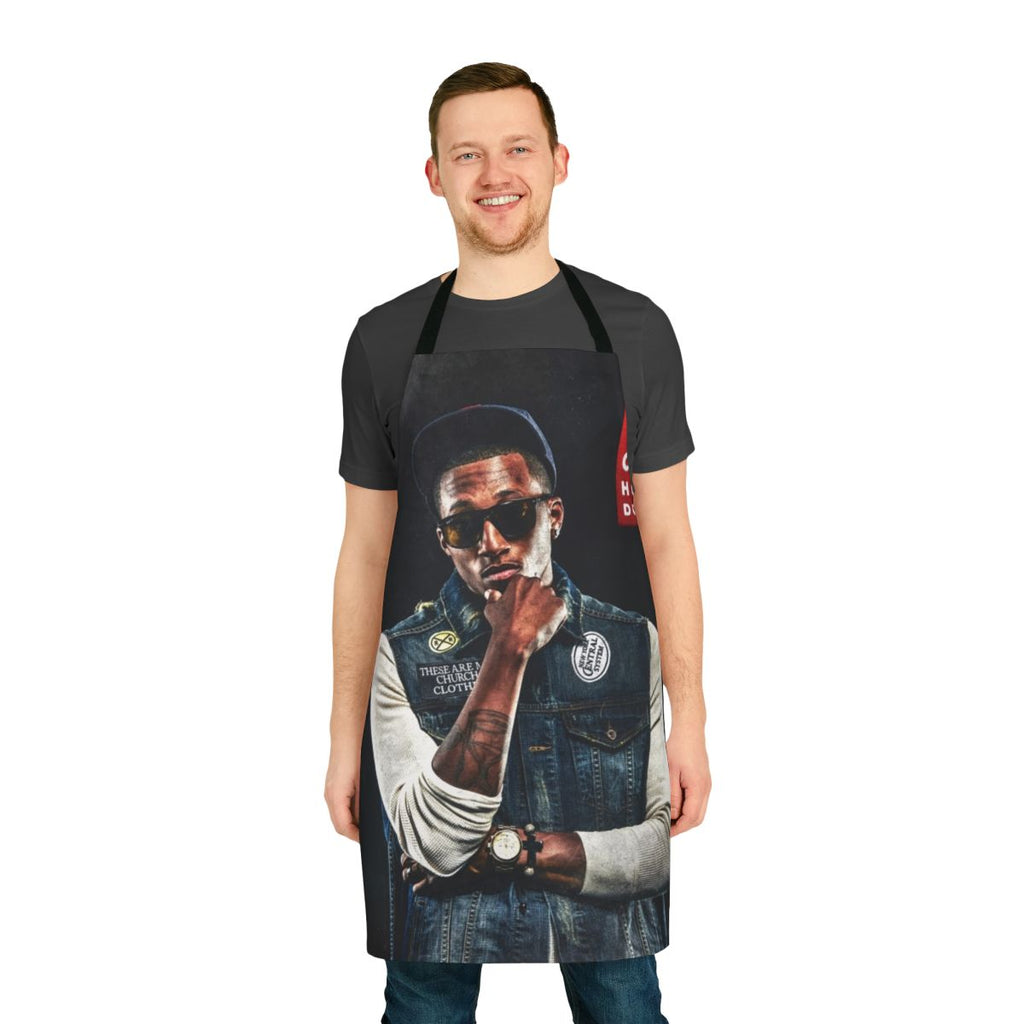 Lecrae-inspired church clothes themed apron