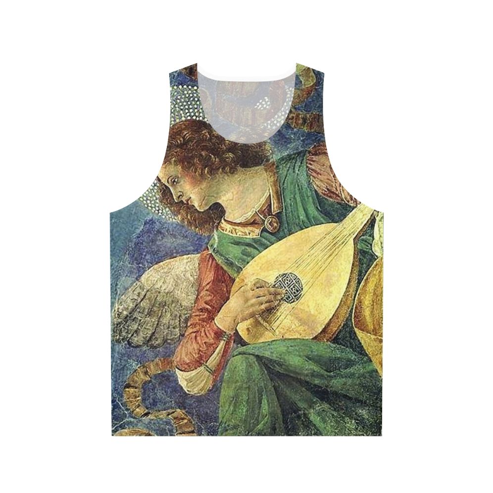 Christmas angel playing a lute with floral and gold foil design
