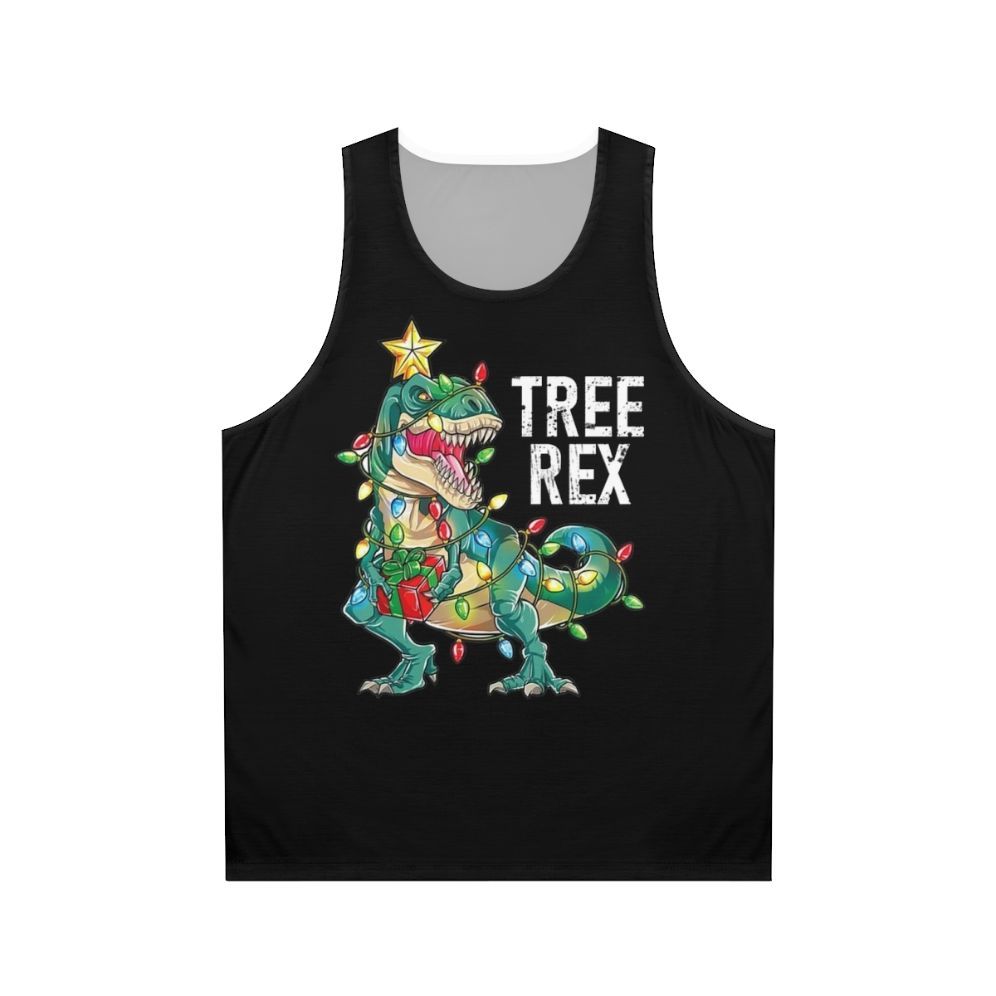 Christmas dinosaur tree rex unisex tank top