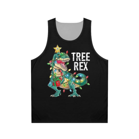 Christmas dinosaur tree rex unisex tank top