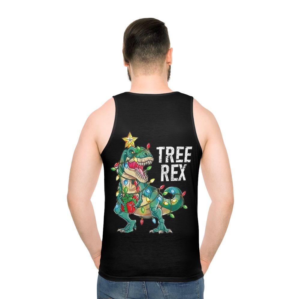Christmas dinosaur tree rex unisex tank top